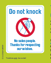 AGL Do Not Knock Sticker Free Samples Australia By Mail Only