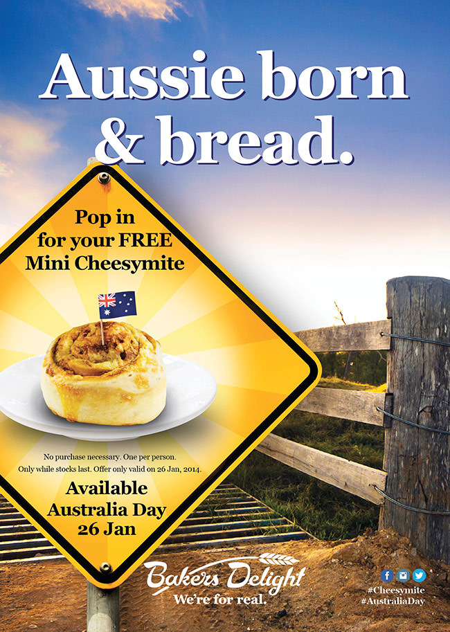 Bakers Delight | Free Mini Cheesymite Scroll On Australia Day