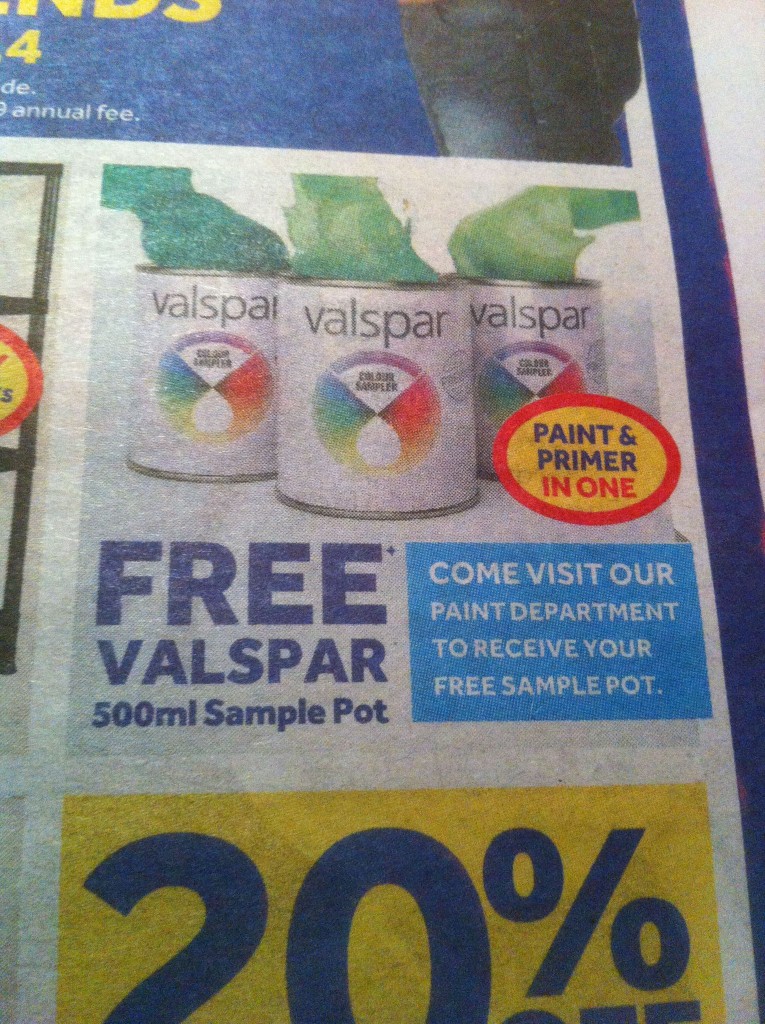 Free Valspar 500ml Paint Sample Pot (Valued $14.95) Instore