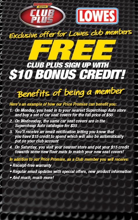 Free Supercheap Auto Club Signup & Free $10 Spend (Pick Up Instore)